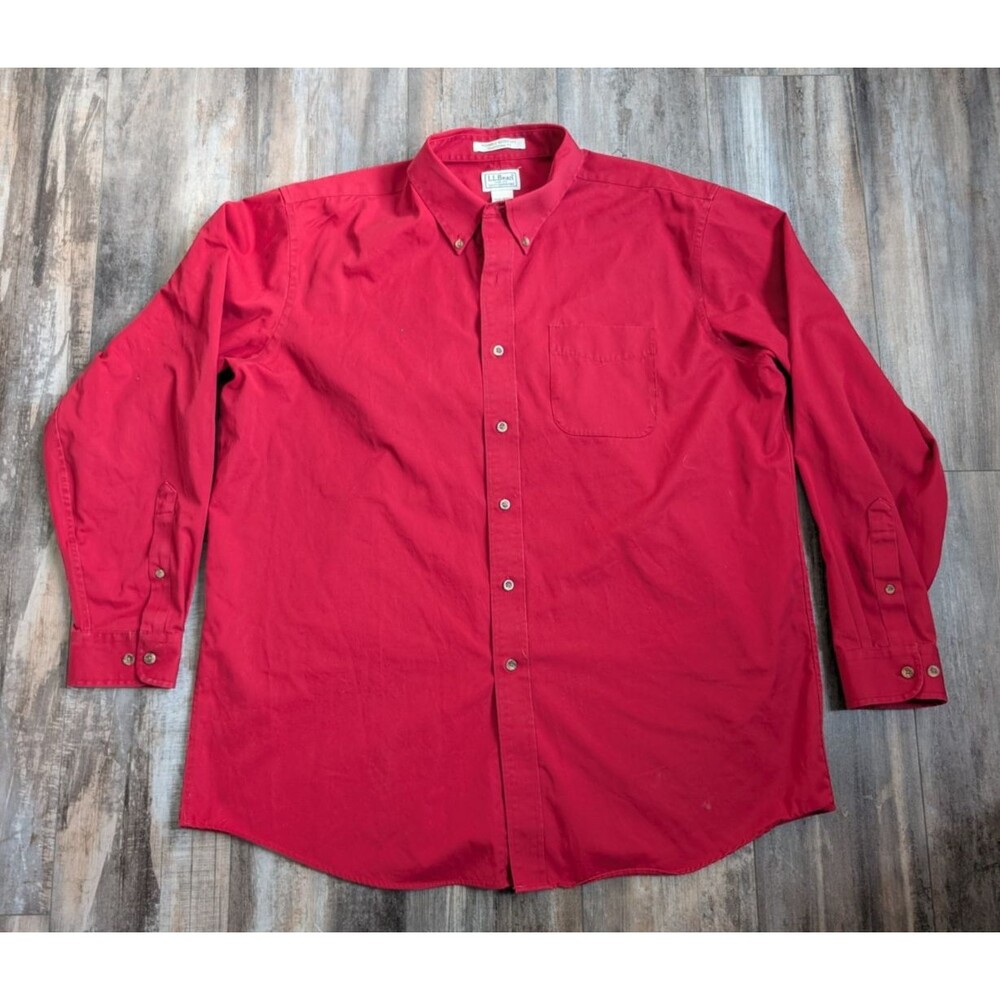 LL L.L. Bean Shirt Mens XL Wrinkle Resistant Long Sleeve Button Up Red 287677